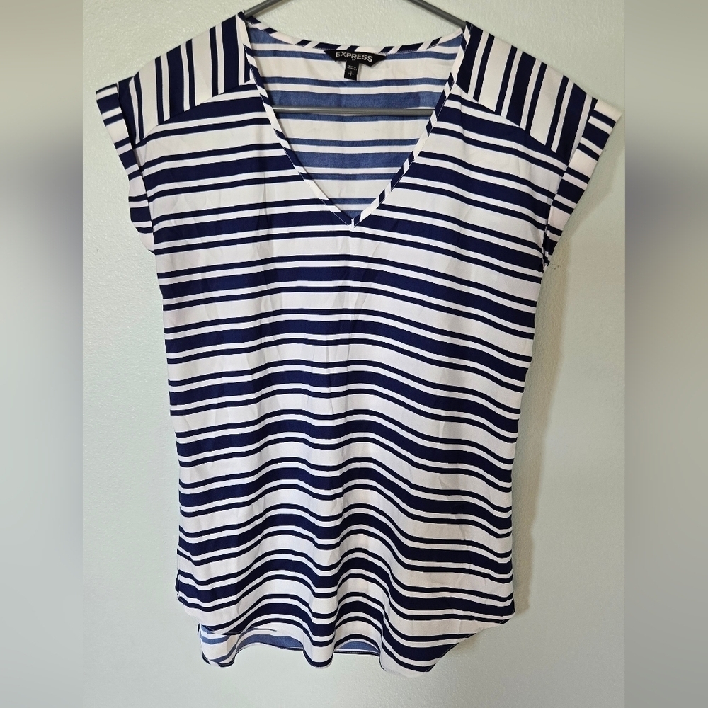 Express Navy Striped Top Size Small